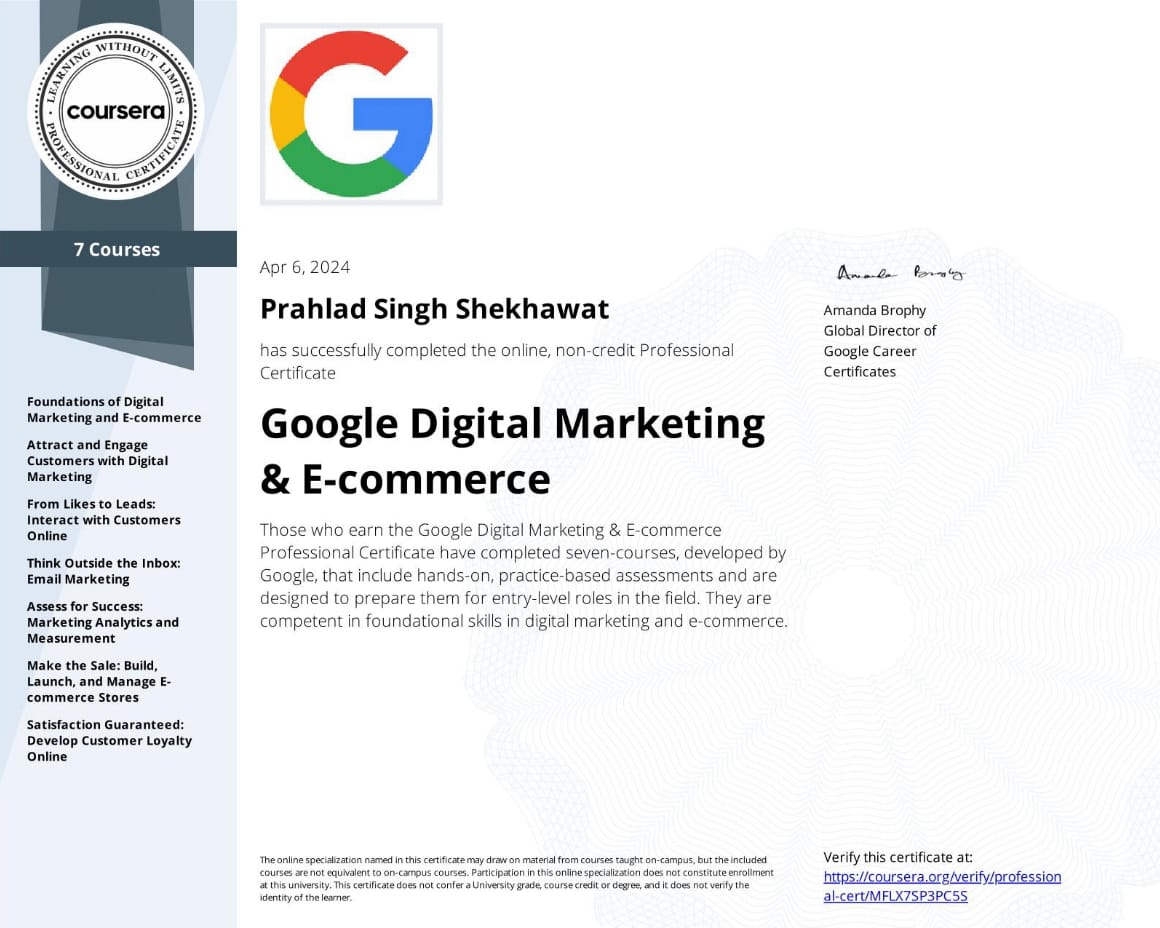 Google Digital Marketing &amp; E-commerce